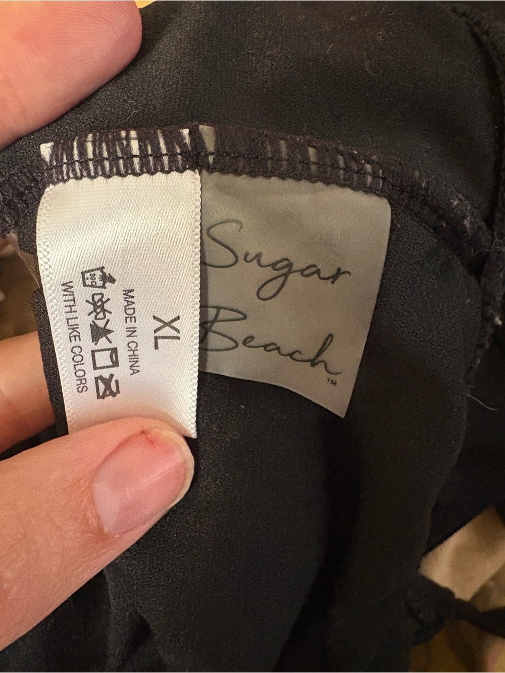 Sugar Beach Black Swim Top W/ Front Tie & Adjustable Straps Size XL - Picture 3 of 3